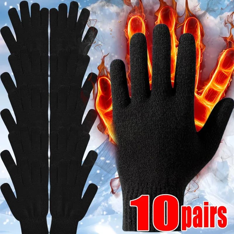 1-10 paia di guanti caldi lavorati a maglia guanti termici antivento per donna uomo dito intero esterno corsa sci ciclismo guanti unisex