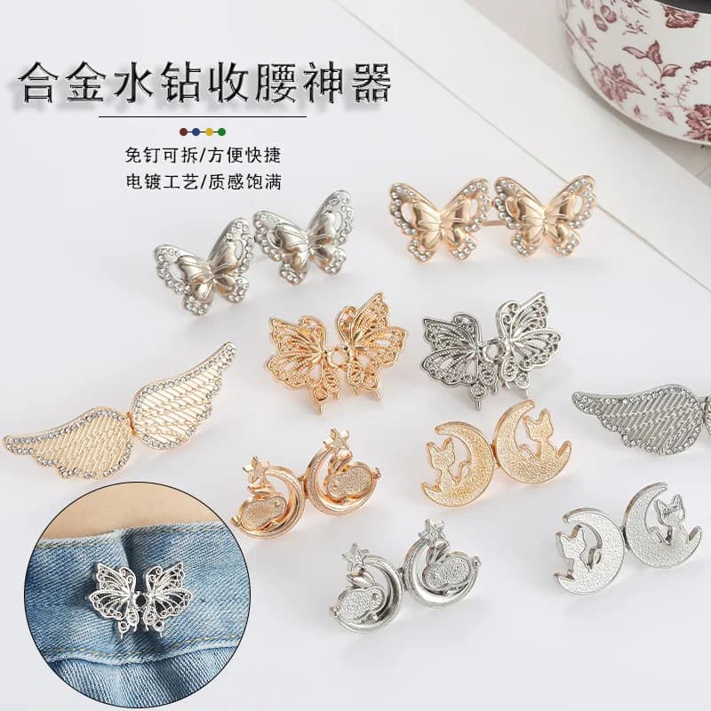Jeans Button Adjustable Clips for Pant Skirts Waist Tightener Clip Adjustable Jeans Detachable Buckle Pin Clothing Accessories