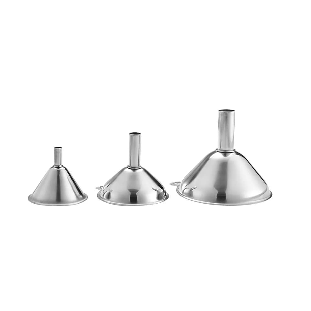 Set di 3 Mini Imbuti in Acciaio Inossidabile Premium Antiruggine a Stelo Sottile per Oli Essenziali, Aceto, Spezie, Vino, Marmellata