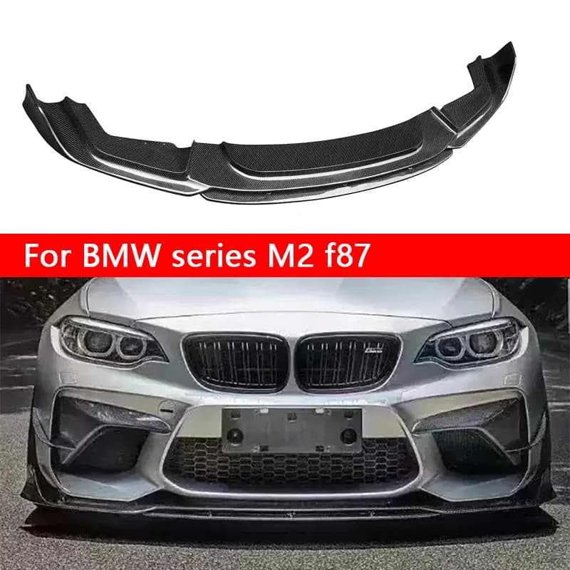 For BMW M2 F87 2014-2021 BP Style Carbon Fiber Car Front Bumper Lip Front lip Diffuser Front Chin Spoiler Body Kit