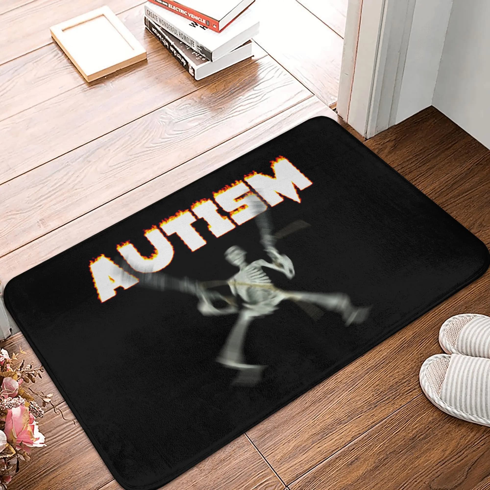 Divertente autismo scheletro meme zerbino tappetino antiscivolo cucina bagno soggiorno tappeto 40 * 60 cm