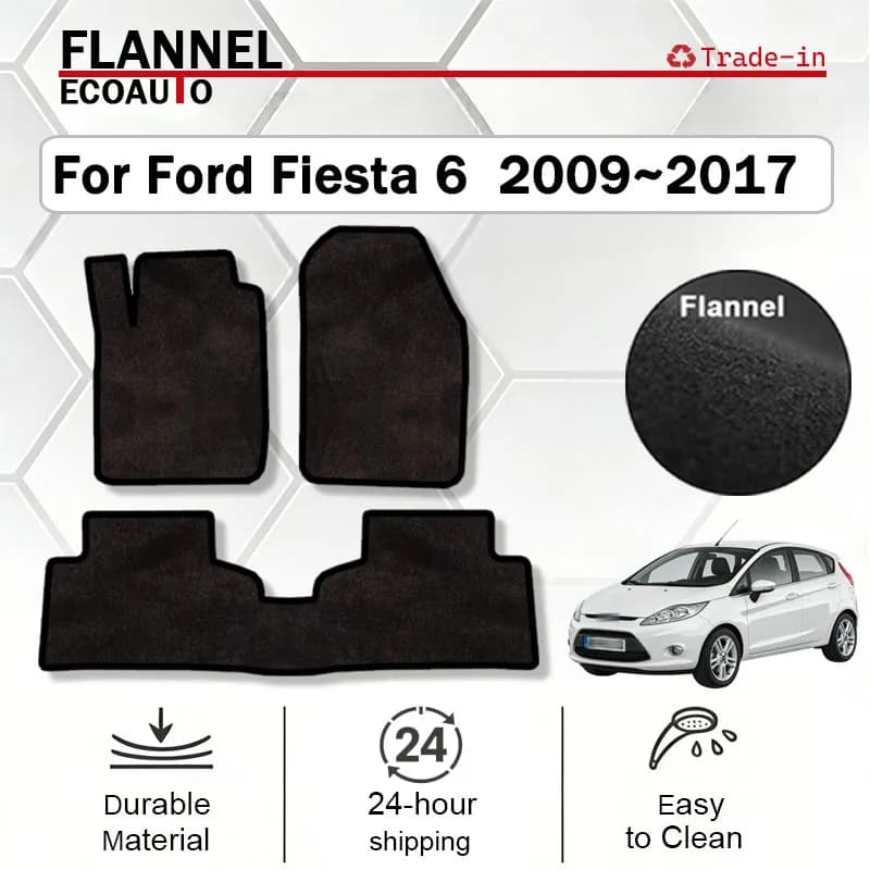ECOAUTO Flannel Carpets for Ford Fiesta 6 MK6 2009~2017, Car Cap Covers, Car Accessories