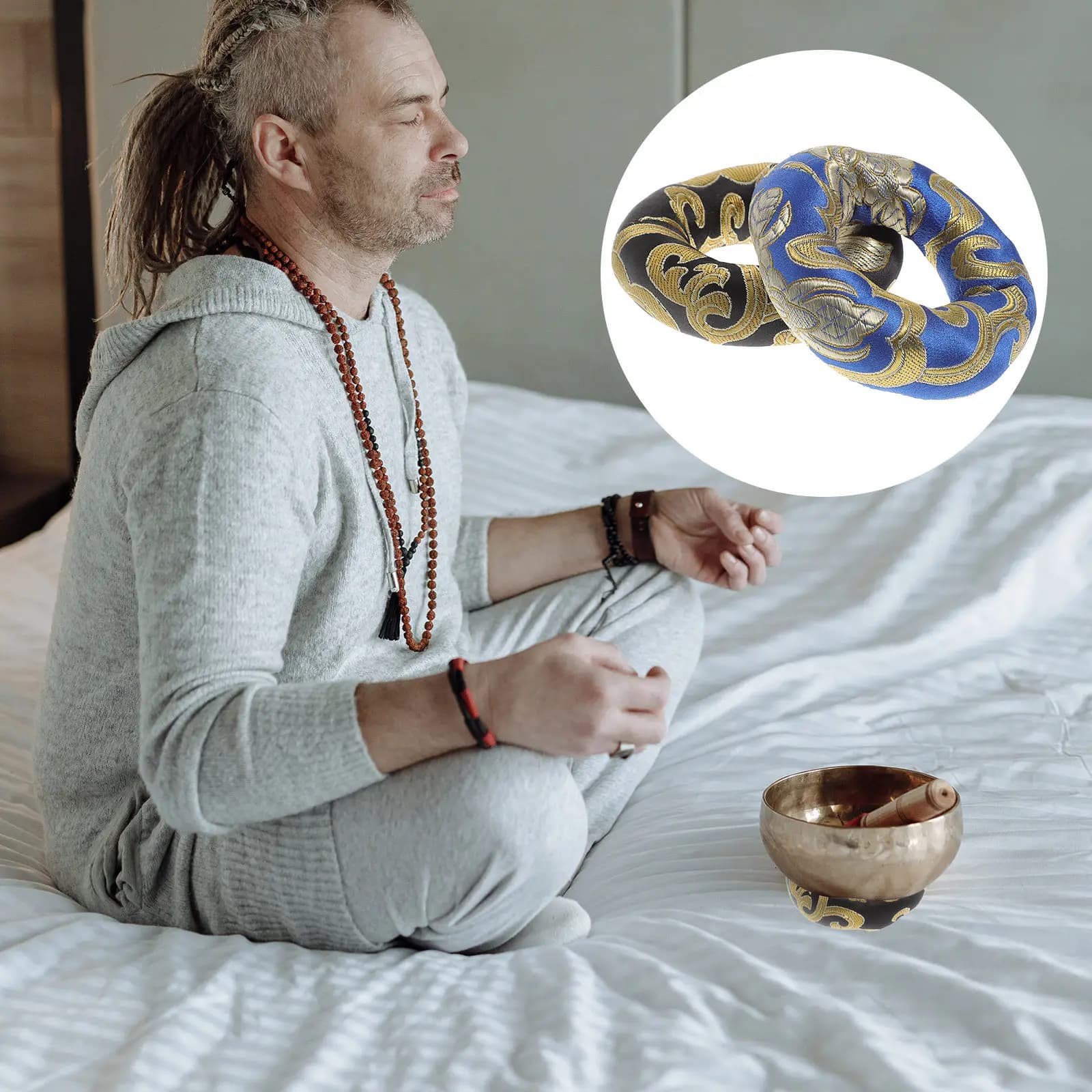 2 Pezzi Tappetini Premium per Campane Tibetane, Cuscinetti Antiscivolo per Meditazione e Yoga, Regalo per Praticanti