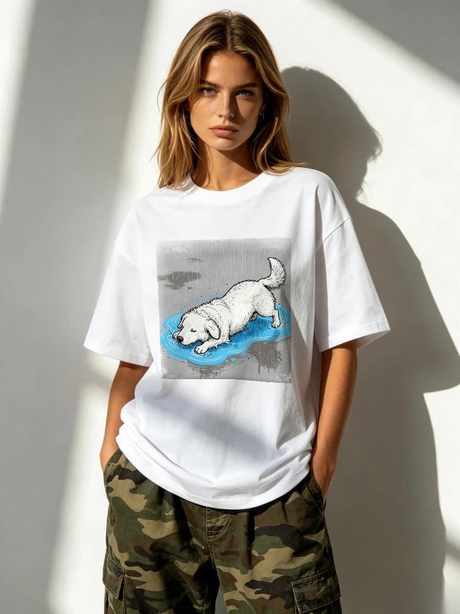 T-Shirt Woman Vine Print Detail Nature Botanical Garden Organic Design Breathable Cotton Soft Comfortable Lightweight Tee Ladies