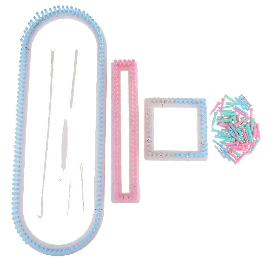Knitting Weave Loom Set with Crochet Hook Plastic Needlecraft Supplies for Making Sweater Shoes Scarf and More