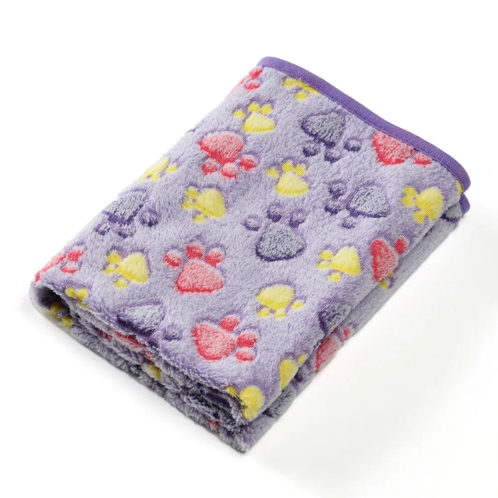 Comfortable Pet Towel Soft Warm Flannel Paw Print Sleeping Cushion Blanket for Dog Cat Cozy Rest Bed Mat Household Pet Supplies