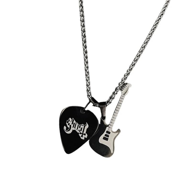 Collana con plettro per chitarra punk rock, robusto ciondolo in acciaio inossidabile, decorazione per amanti della e