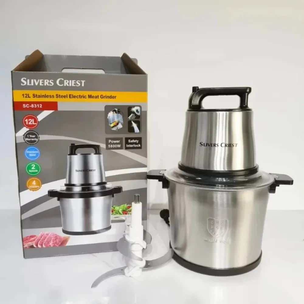 Tritacarne Elettrico ad Alte Prestazioni da 5800W, 12L – Tritatutto Portatile per Igname/Fufu e Frullatore per Carne, Macchina da Cucina Multifunzione