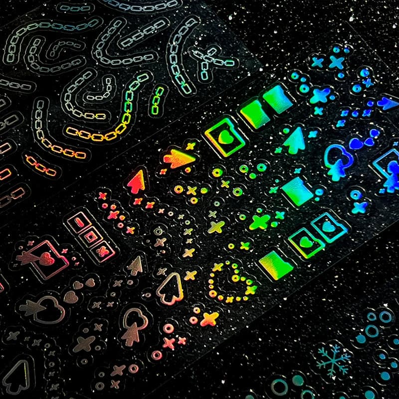 12pcs/lot Laser Stickers, Glowing Hologram Stickers for Journals, Notebooks, DIY Crafts