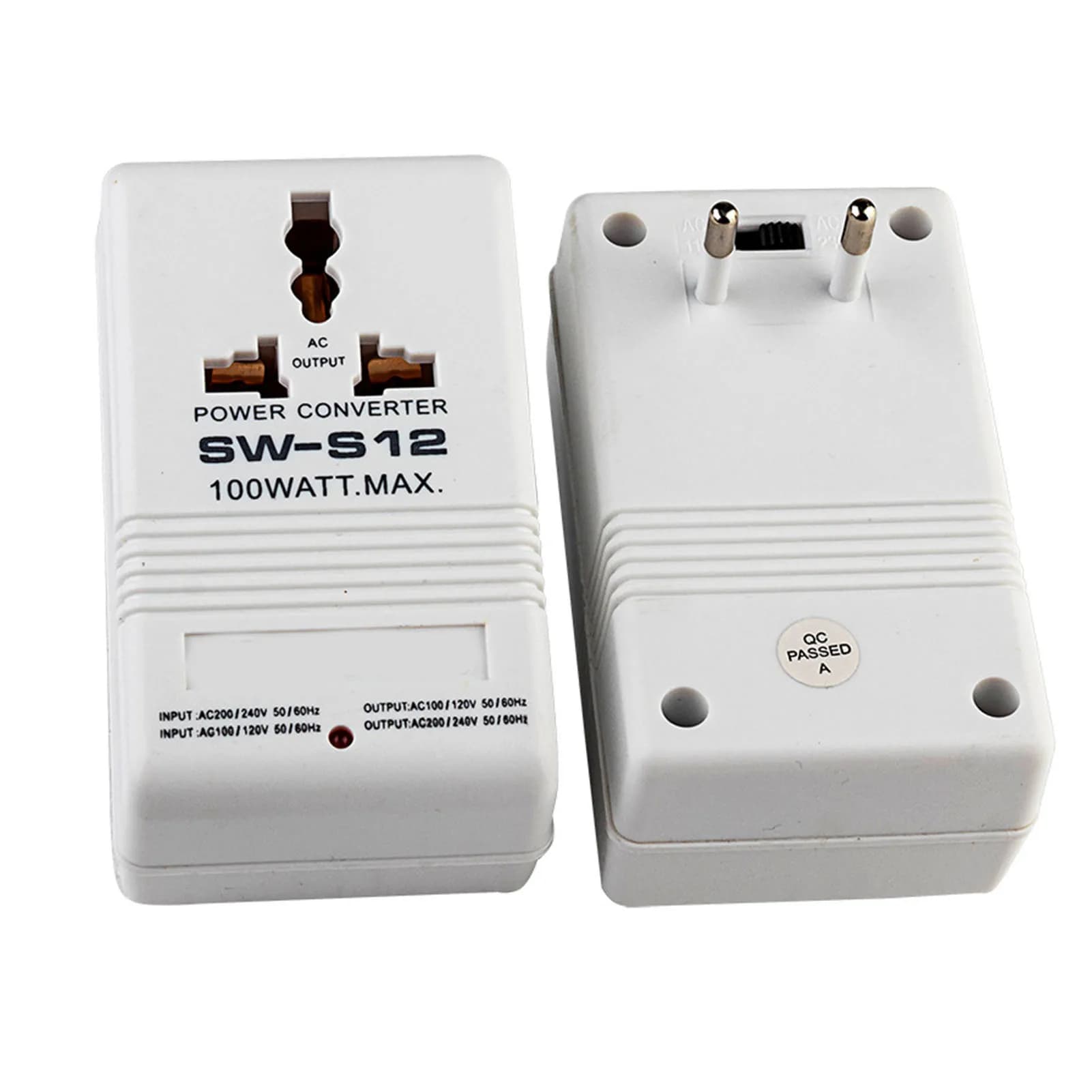 Convertitore di Tensione SW-S12 da 110V a 220V, Trasformatore a Doppia Tensione 100W, Adattatore da Viaggio per Elettrodomestici