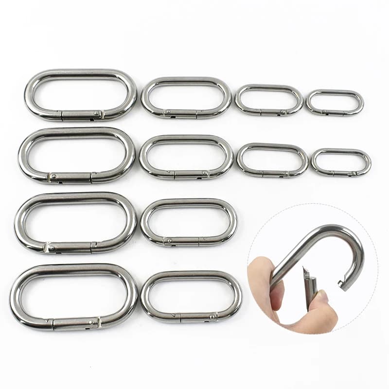 5/6/8/10mm 1-3 pezzi moschettone in acciaio inossidabile 304 fibbia O Ring chiusura zaino cinturino cinturino primavera moschettone accessorio hardware