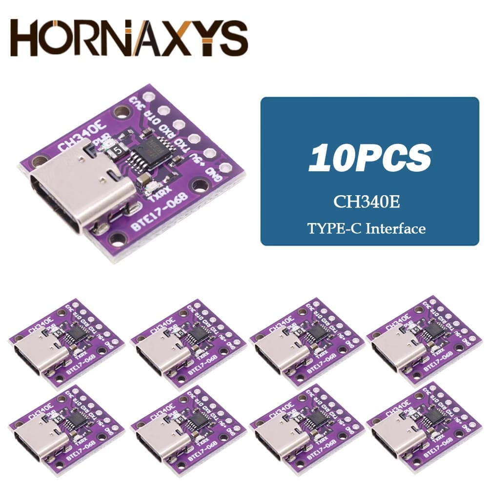 10 PZ/LOTTO CH340E MSOP10 USB to TTL Serial Converter, 5 V/3.3 V Module CH340G Alternative TYPE-C Interface For Arduino Pro mini