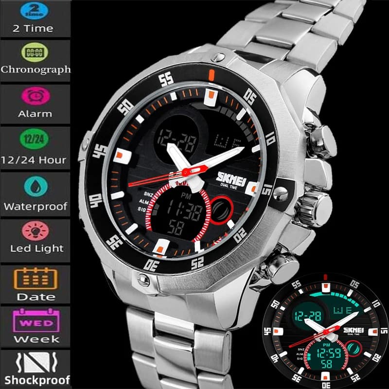 SKMEI 2016 Nuovi Orologi Uomini Luxury Brand Business Casual Moda Sport orologi Da Polso Dual time Digitale Analogico Orologio Al Quarzo