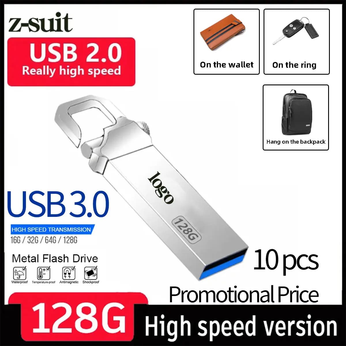 ZSUIT HUKO Chiavetta USB Chiavetta USB da 8 GB Chiavetta USB Disco U in metallo 128 Gb Chiavetta USB 3.0 Regalo Telefono cellulare Chiavetta USB per auto