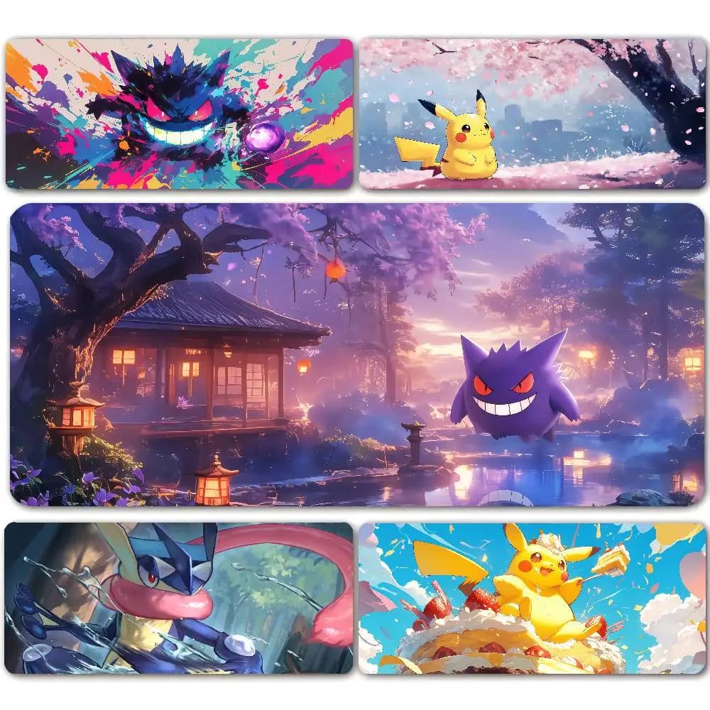 Pokemon Lucario Gaming Mouse Pad Large Desk Mat 2MM Stitched Edge Non Slip Rubber Base Keyboard Pad Office Laptop Table Decor