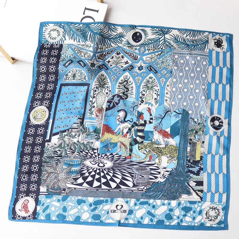 100Silk Scarf 12MM Women Square Bandanas Silk Shawl Hair Neck Hand Accessories Women Foulard Femme 53CM 53CM