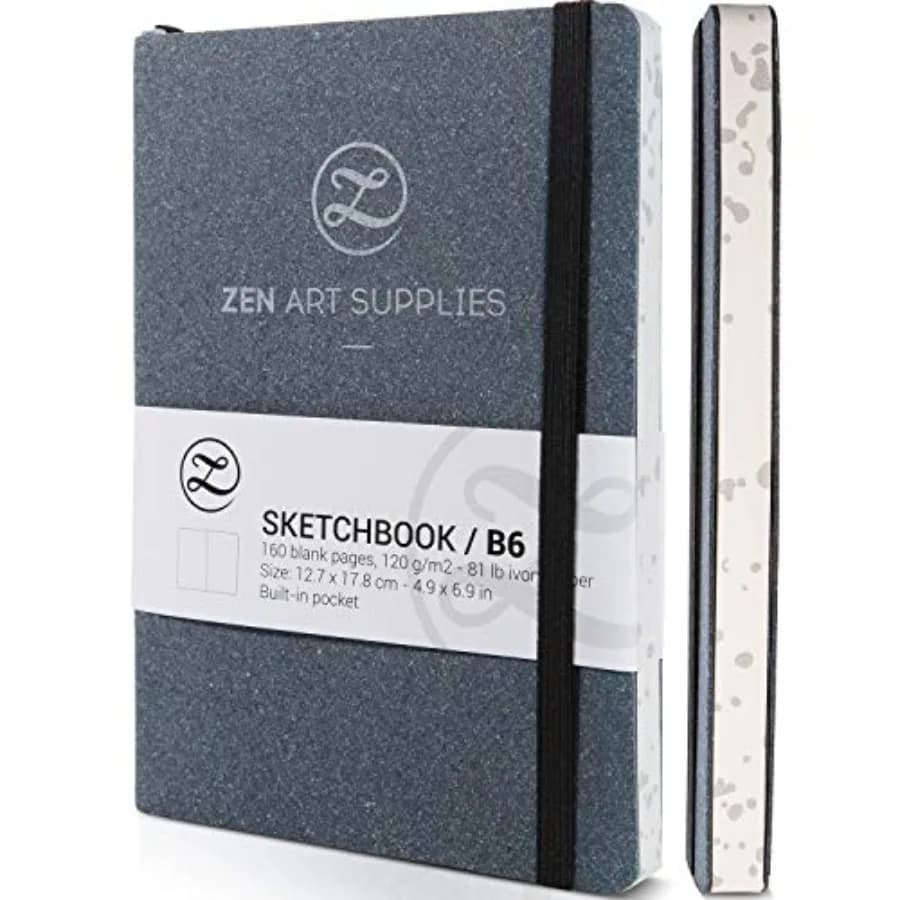 B6 Small Art Sketchbook for Drawing 120GSM - Softcover Travel Notebook Journal with Pocket and Thick Acid-Free Smooth Ivory Pap