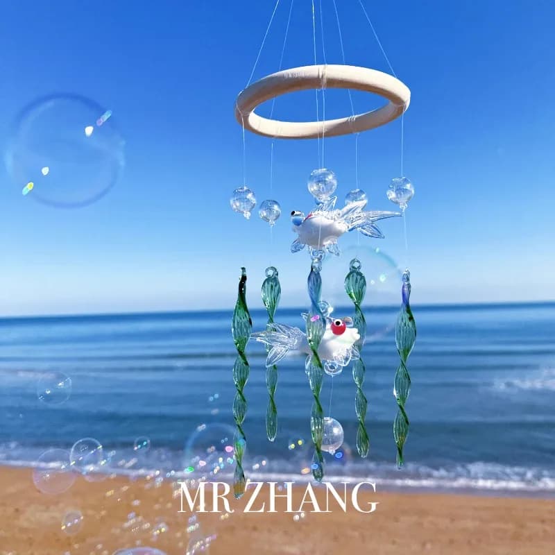 Goldfish wind chimes gifts literary balance pendant glazed balcony bedroom living room home decoration New Year