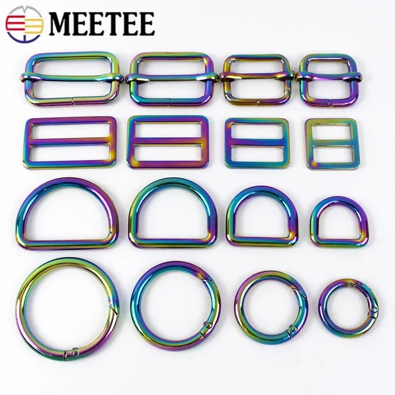5/10P 20-38mm Borsa Cinghia Anello di Metallo Fibbie Cintura Vestiti Tri-Glides Cursori Catena di Chiusura Collare per Animali Domestici Gancio ad anello Accessorio per cucire fai da te