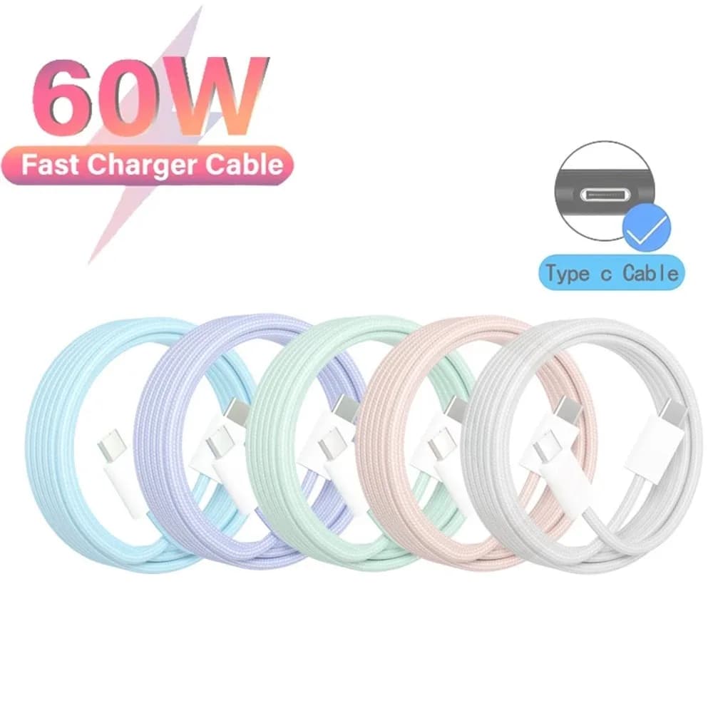 Original PD 60W USB C Type C 6A Charger for Apple iPhone 15/16 Pro MAX Quick Charging for Samsung S24 Xiaomi Cable