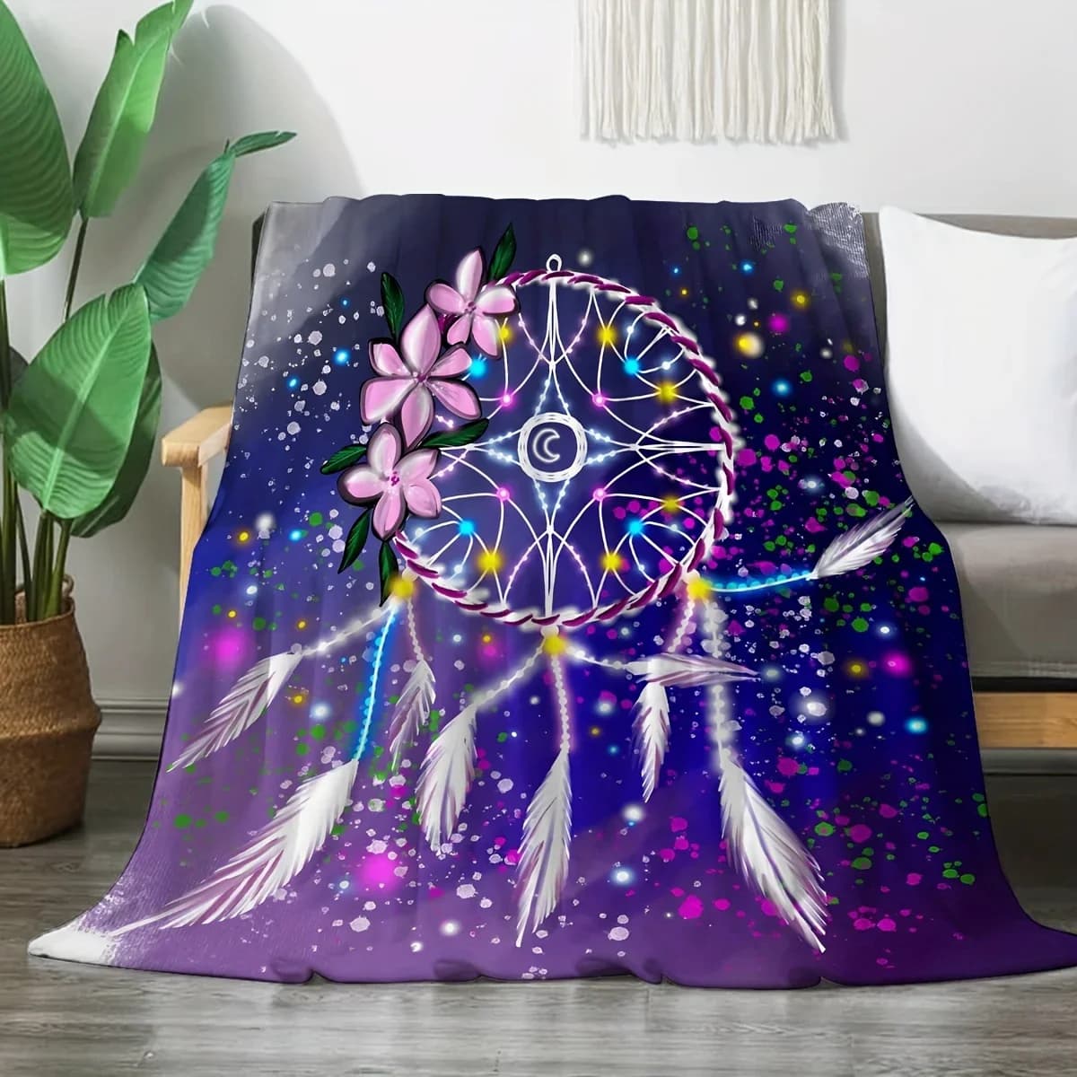 1pc Flannel Creative Dreamcatcher Printed Blanket, Comfortable and Soft, Suitable for Adults and Children, Multiple Sizes, All-S