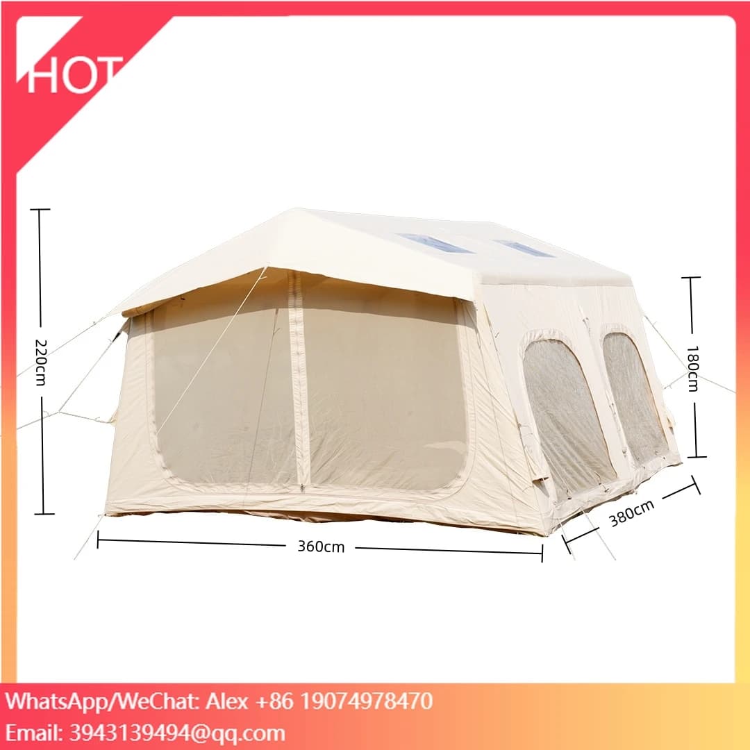 Automatic Inflatable Open Glamping Portable Tent, Foldable Air Tent in Oxford with Two Bedrooms for Family Camping