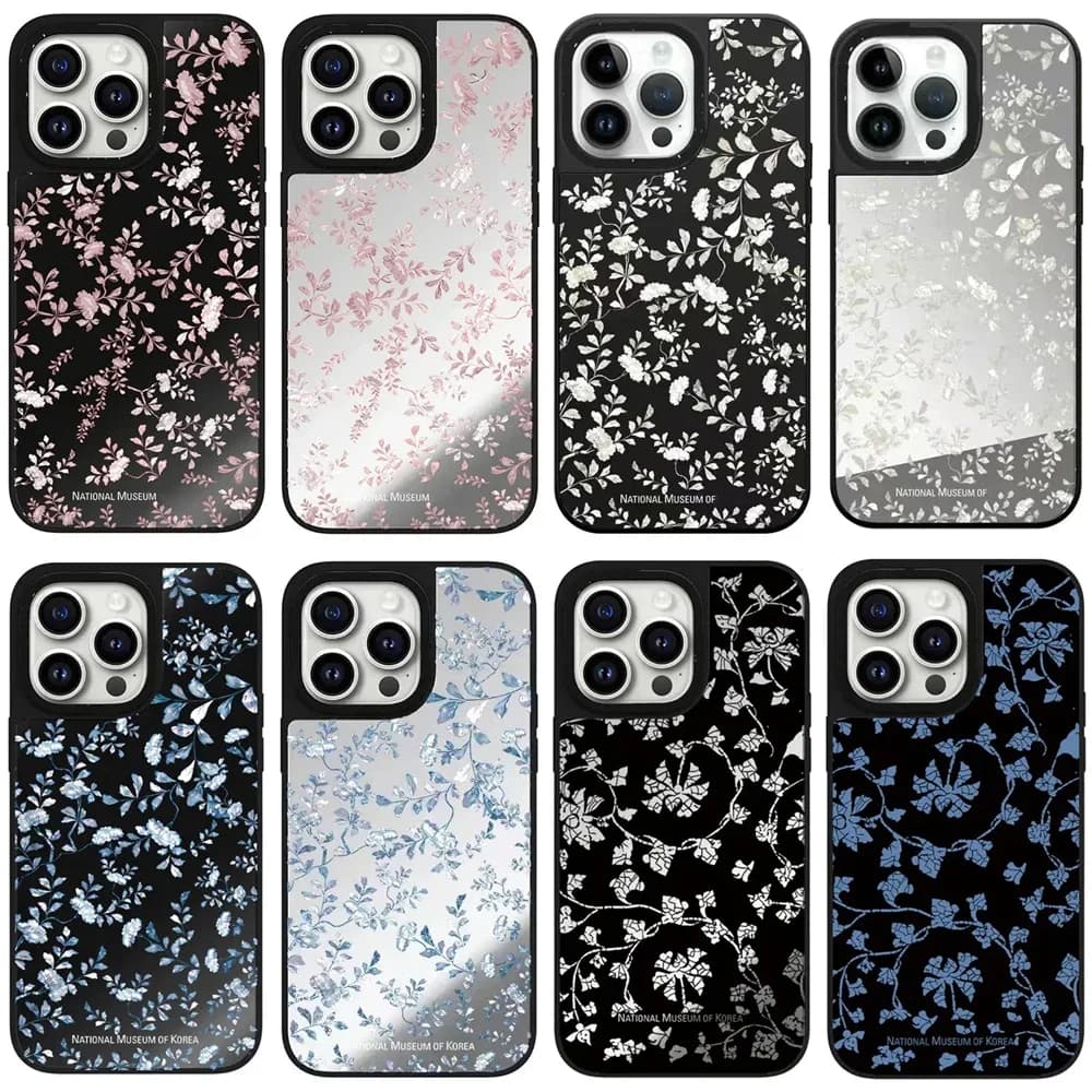 Simple Fragmented Flowers Mirror Phone Case Cover for IPhone 11 12 13 14 15 Pro Max Case for IPhone 15 Pro Max