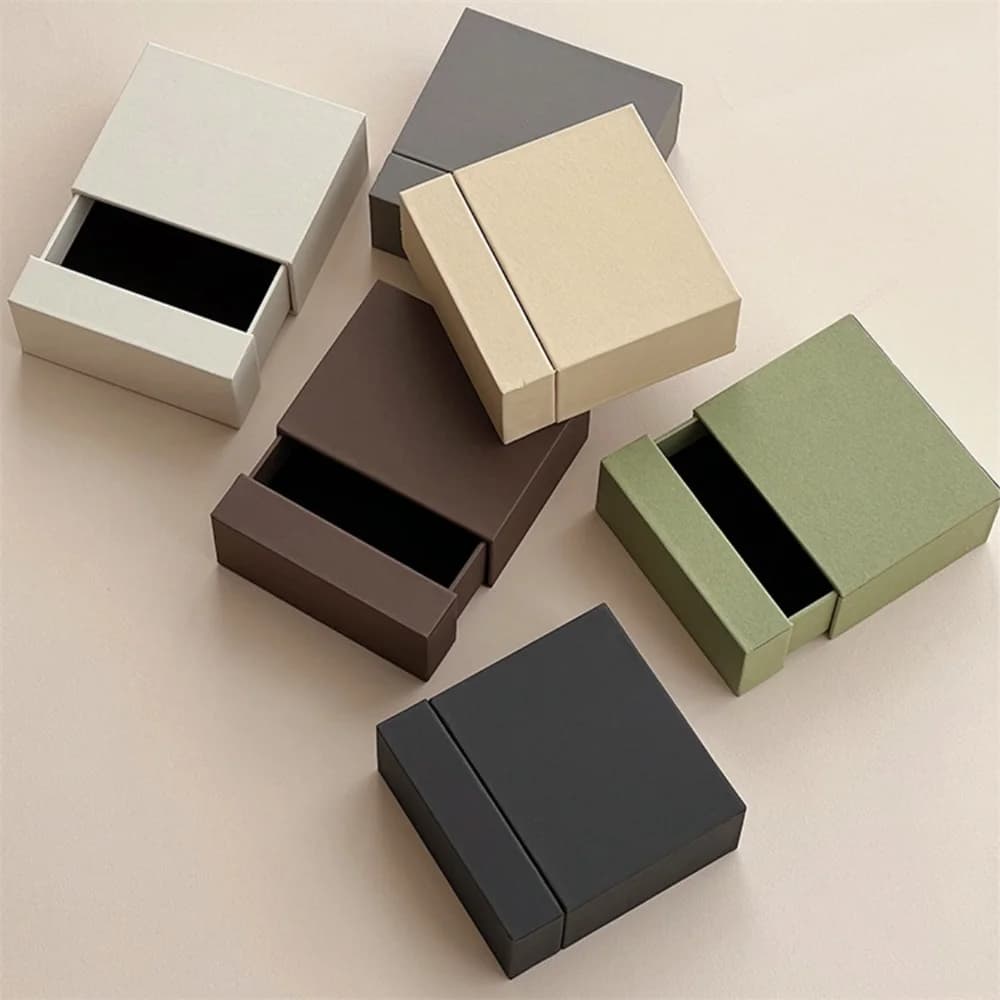 Creative Drawer Jewelry Packaging Box Necklace Ring Earing Bracelet Storage Organizer Display Stand Solid Color Paper Gift Boxes