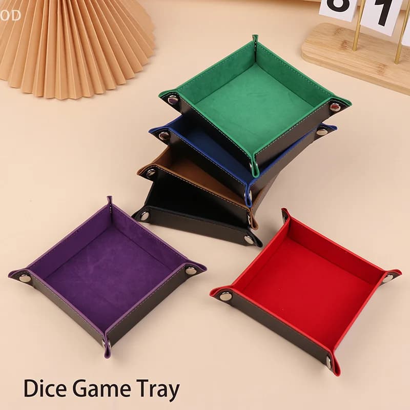 Per il gioco Tavolo portaoggetti per dadi Giochi da tavolo Scatola chiave Vassoio per dadi pieghevole in pelle PU Vassoio per giochi di dadi