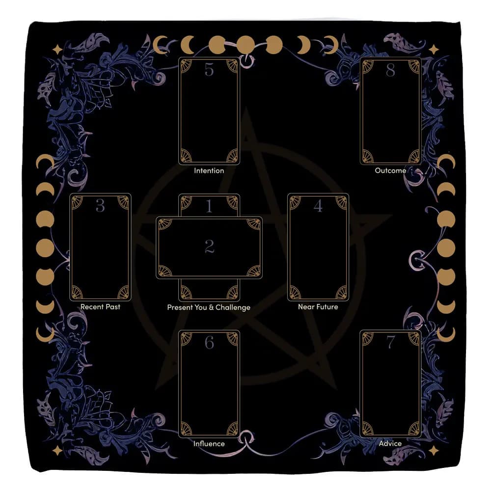 Tovaglia per Tarocchi VIKAMA Dark Moon Phase 8, Tovaglia per Altare con Pentagramma, Tovaglia Gotica per Divinazione, Tovaglia per Tarocchi