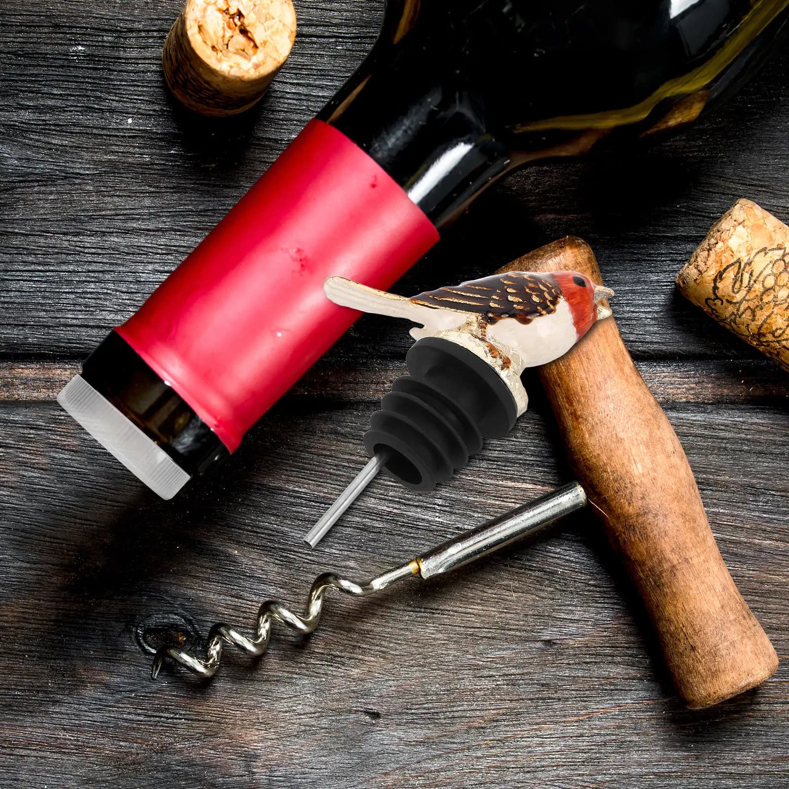 Versatore in lega a forma di uccello, aeratore per vino, decanter, tappo antigoccia per bottiglie, accessori per liquori e whisky da bar