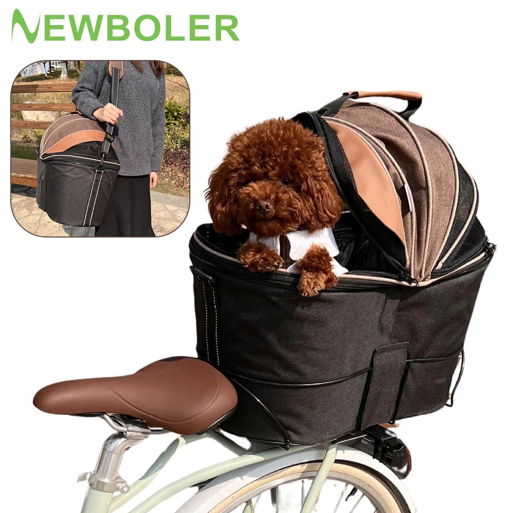 NEWBOLER Comfortable Padded Dog Rear Bicycle Basket Pet Commuter Seat Basket for Rear of Bicycle Easy to Install