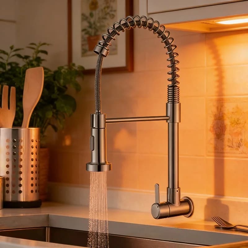 Rubinetto da parete per cucina rubinetto singolo a freddo montato sul ponte rotazione di 360 gradi ugello per spruzzatore a flusso rubinetti per lavello Batidora Grifo Cocina