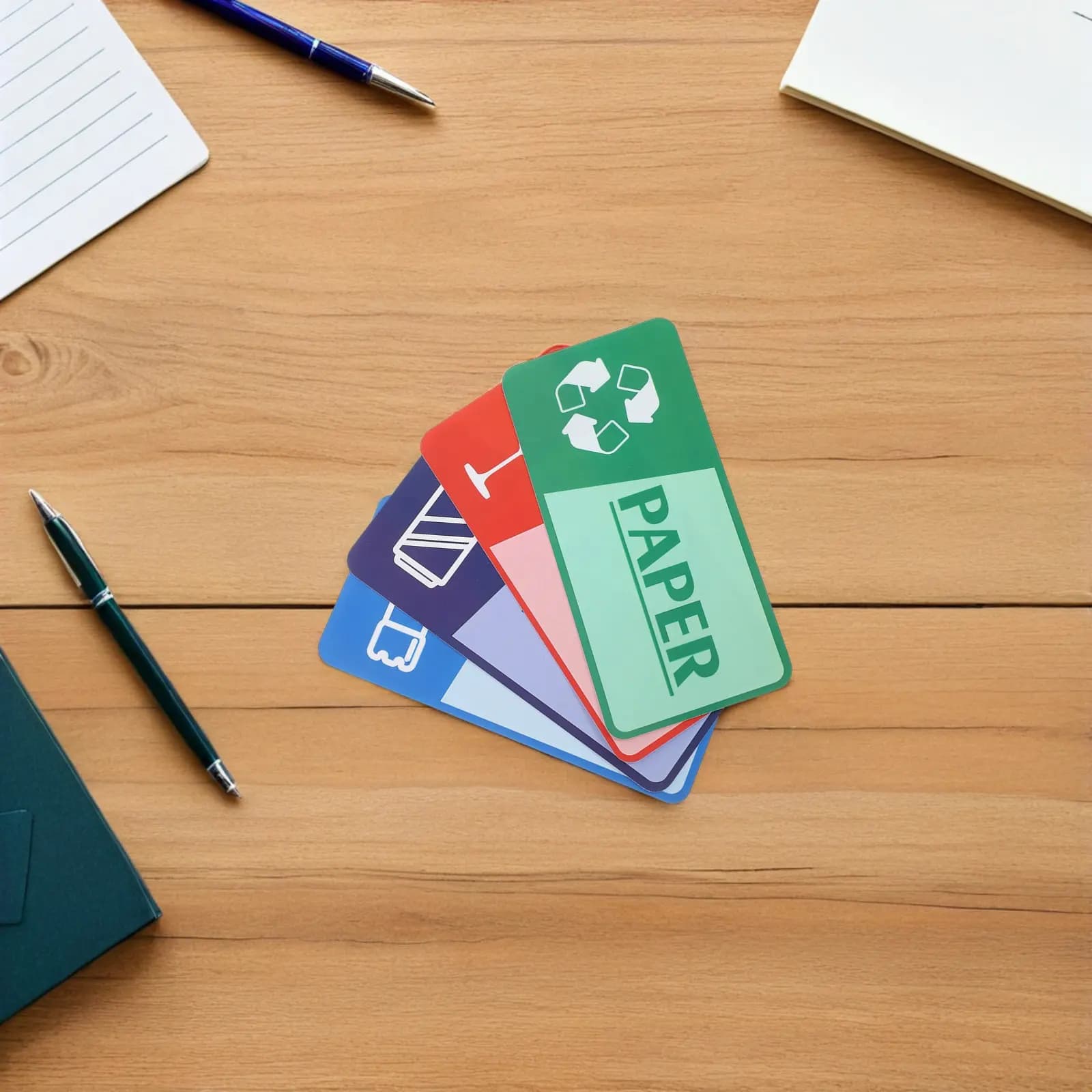 8 Fogli di Adesivi per Riciclaggio, Etichette Autoadesive Resistenti alle Intemperie per Contenitori di Rifiuti, Carta, Plastica, Vetro