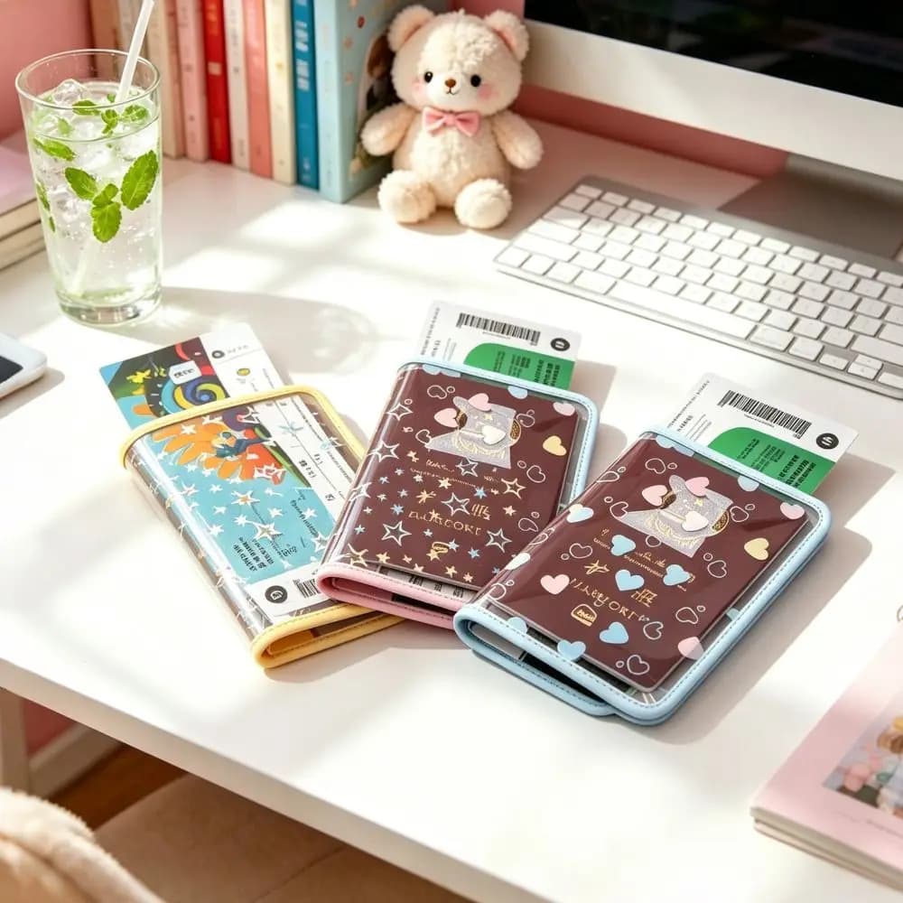 Card Holder Passport Bag Sparkling Star Ultra-thin Transparent PVC Passband Holder Heart Multifunctional Travel Wallet