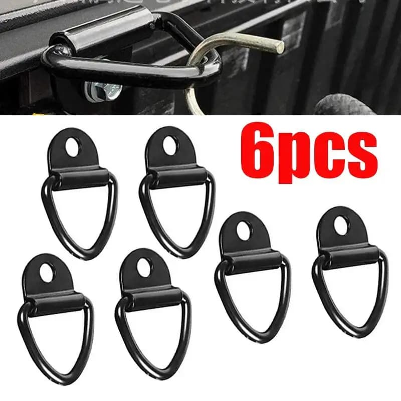 6Pcs D Shape Pull Hook D Ring Buckles Tie Down Anchor Ring Iron Cargo Tie Down Ring for Truck Trailers Rv Boats Accessories