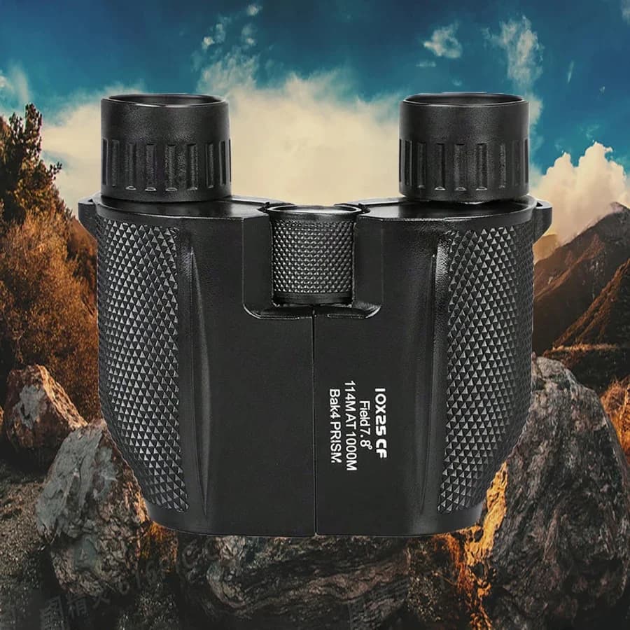Binocolo professionale 10x25 BAK4 Prisma Telescopio da caccia portatile ad alta potenza Cannocchiale tascabile per la vita sportiva Ottica HD BAK4