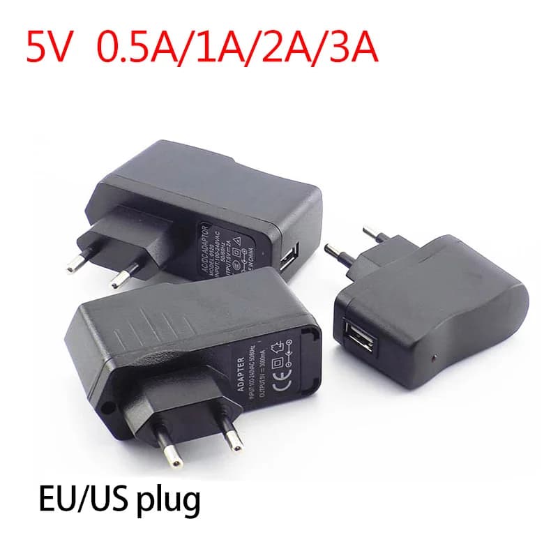 Porta USB DC 5 V 0.5A/1A/2A/3A 1000ma AC a DC spina di Alimentazione Adattatore di alimentazione caricatore micro cavo di Ricarica Per Luci di Striscia del LED del telefono DEGLI STATI UNITI UE