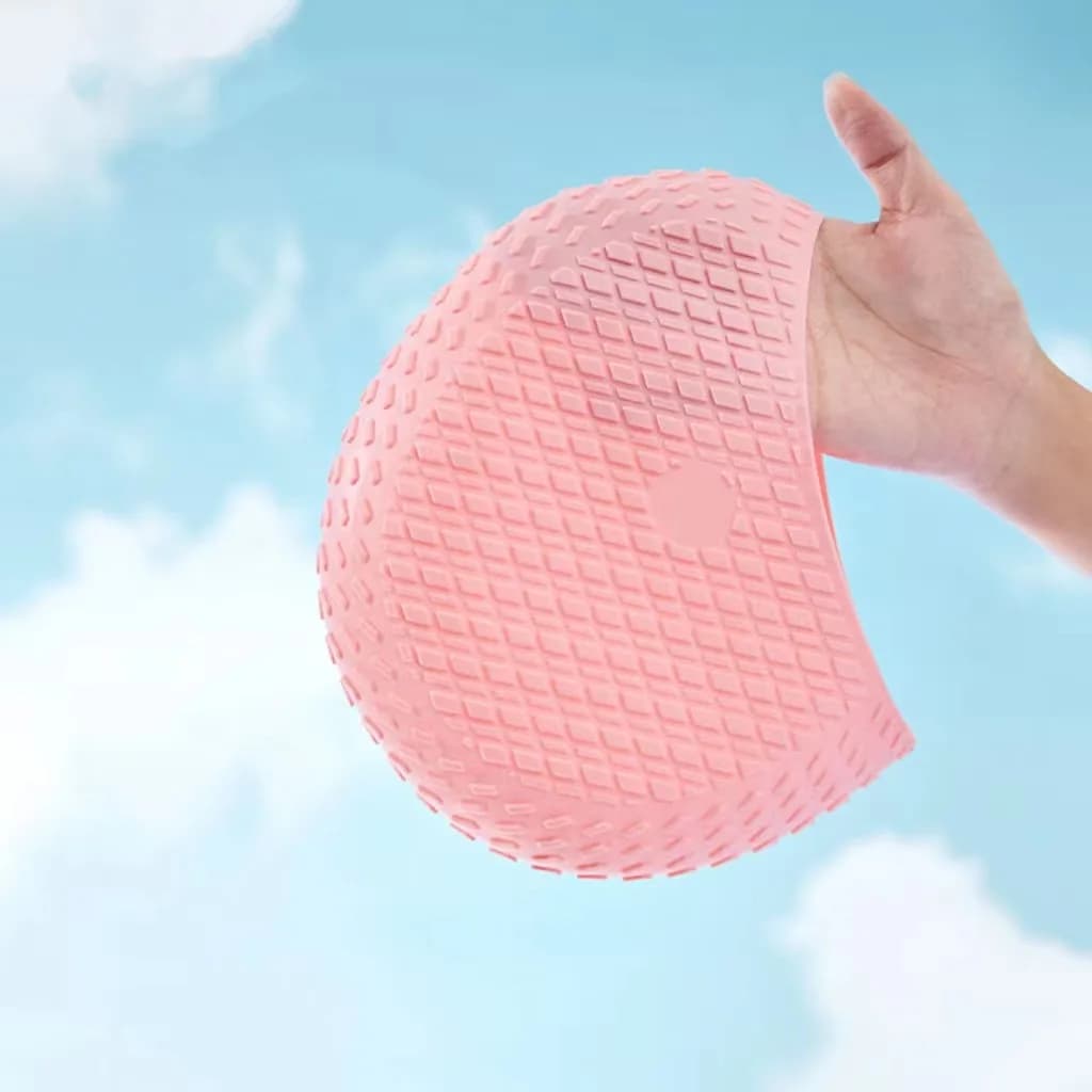 Silicone swim cap with water drops head Waterproof swim cap for long hair woman Ear protector with oversize male bubble head