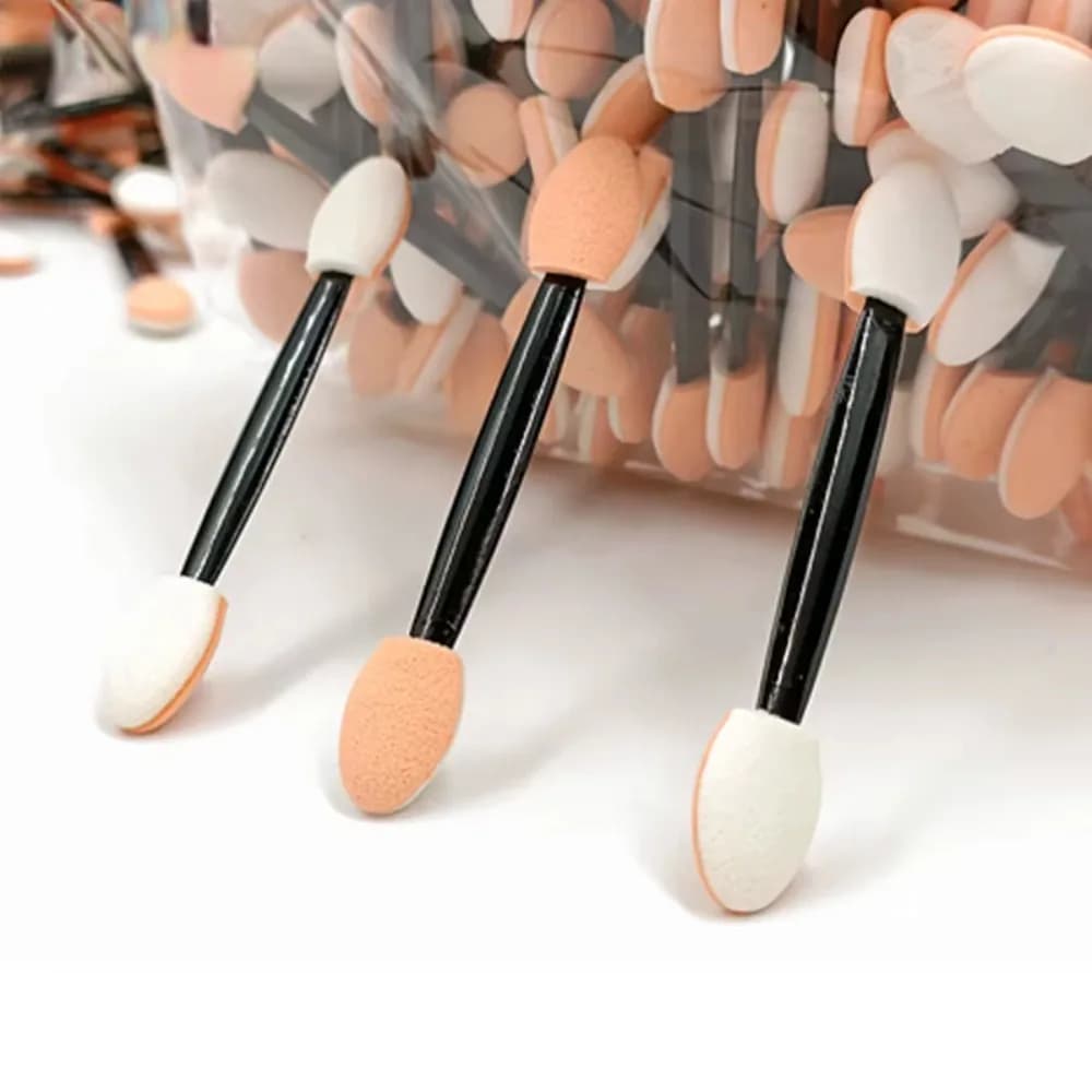 Disposable disposable sponge applicators for 100 pieces 6,5 cm Double head umbrella brushes with stick shading container
