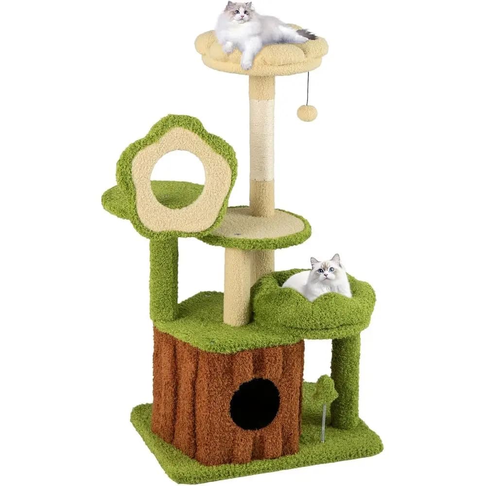 Albero per Gatti a 40 Livelli con Pali in Sisal, Cuccia, Piattaforma, Letto e Giocattoli per Gatti da Interno