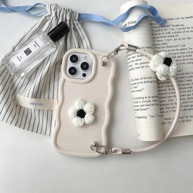 Furry Flower Rope Phone Case For Motorola Moto Edge 60 50 Fusion 40 Neo 60S Pro E13 E14 E15 E20 E30 E40 E22 E32 E22i Wave Cover