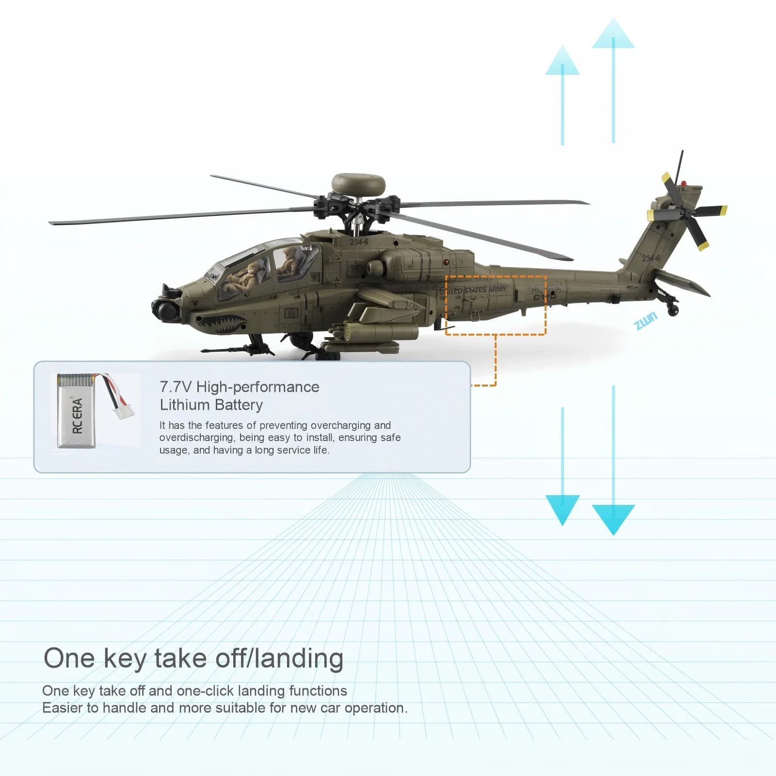 Rc Era C170 Apache Brushless Rc Stunt Helicopter 4 Batteries Optical Flow Tof Laser Positioning Remote Control Hobby Aircraft
