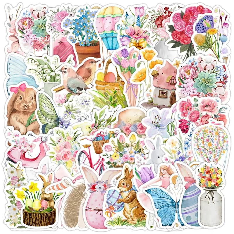 50PCS Easter INS Style Graffiti Stickers Aesthetic DIY Decoration Laptop Guitar Car Bike Stationery Cartoon Decals Kids Toy Gift