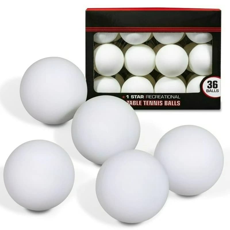 Palline da Ping Pong Bianche 40mm 1 Stella; Confezione da 36 Palline Ufficiali per Tornei