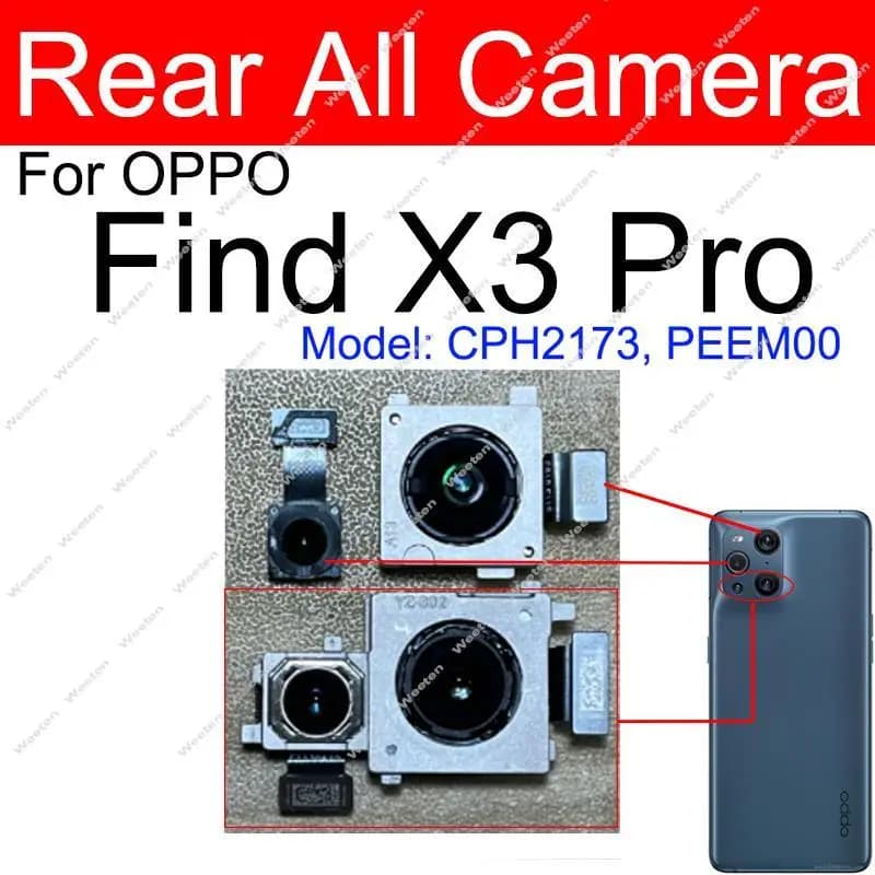 Fotocamera anteriore principale posteriore per OPPO Find X3 Pro Find X3pro anteriore Selfie fotocamera posteriore microscopio fotocamera Flex Cable Parts