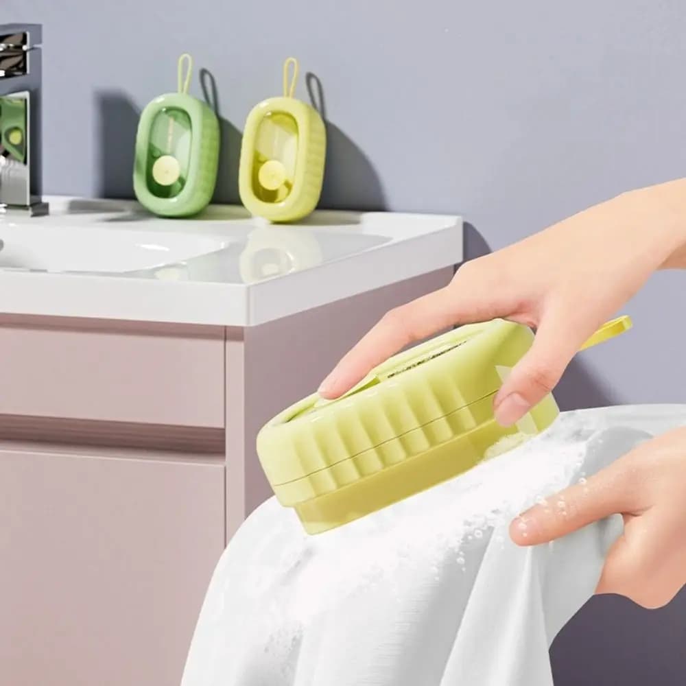 Spazzola Multifunzione per la Pulizia dei Vestiti con Dispenser di Sapone a Pressione, Spazzola per Biancheria Intima, Pulitore per Bagno Portatile
