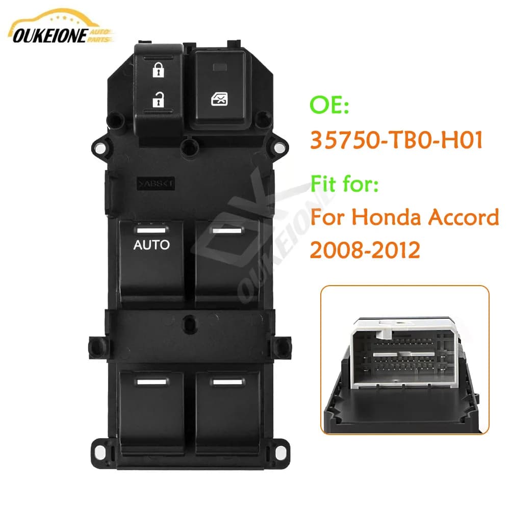 35750-TB0-H01 Interruttore di comando alzacristallo elettrico anteriore sinistro per Honda Accord 2008 2009 2010 2011 2012 33 + 4 pin 35750TB0H01