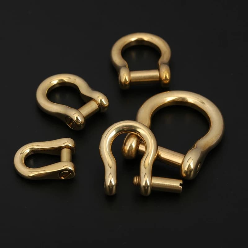 1 Pezzo Moschettone in Ottone Massiccio con Anello a D, Clip Rimovibile con Vite, Portachiavi, Accessori Fai-da-Te