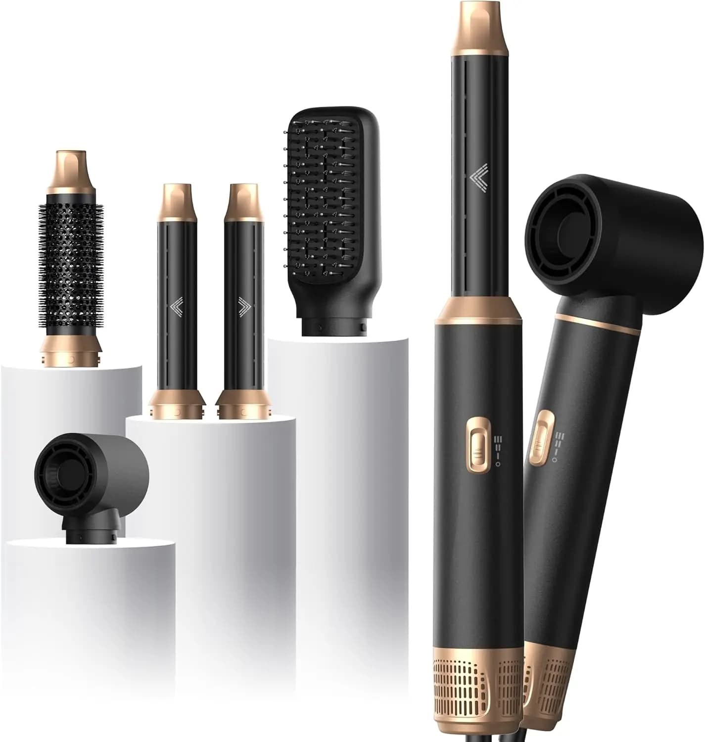 Set Brush Hair Dryer 5 in 1 - Air Styler Stackable with Automatic Hair Dryer, Straight Plate, Drying Brush Delicate and Moisturizing